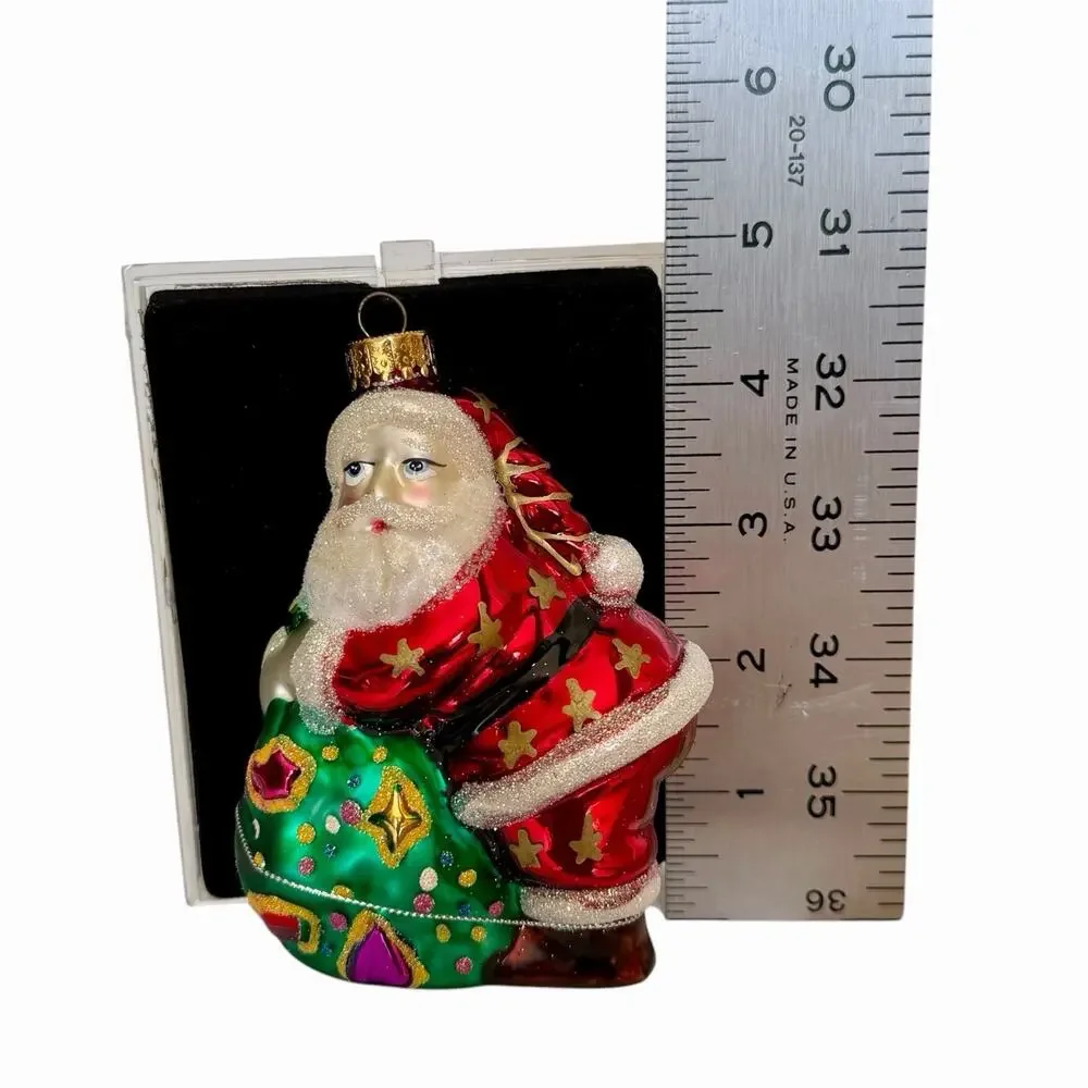 Vintage Radko Style Handcrafted Glass Santa Ornament Hand Painted New BNIB